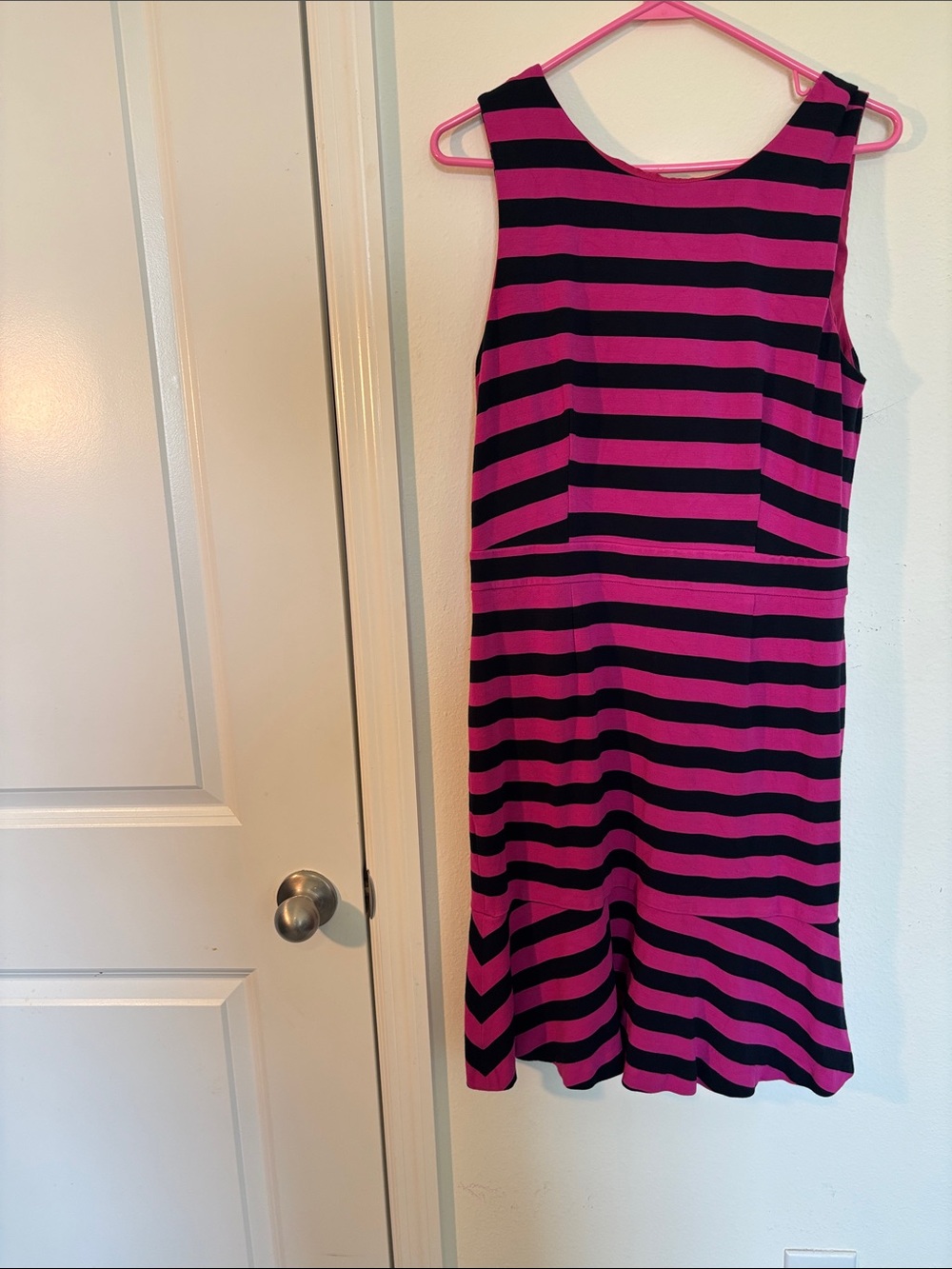 Banana Republic Black and Pink Striped Midi Dress